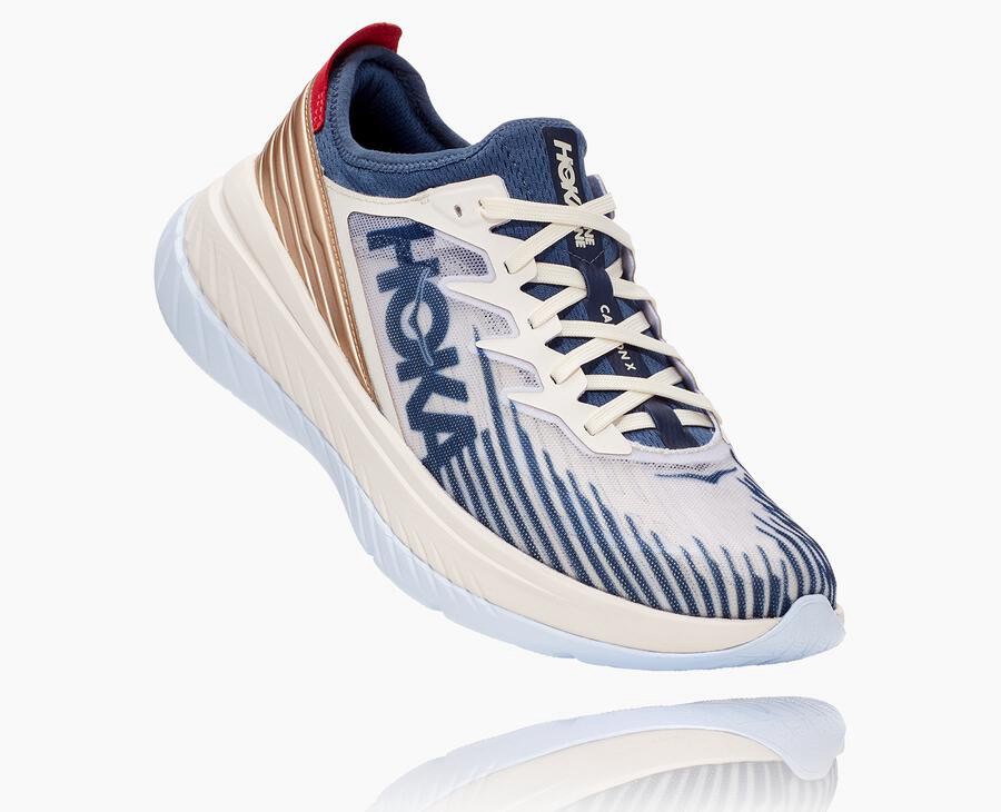 Hoka Australia One One Carbon X-SPE - Mens Running Shoes White/Blue - JSAWX-3281